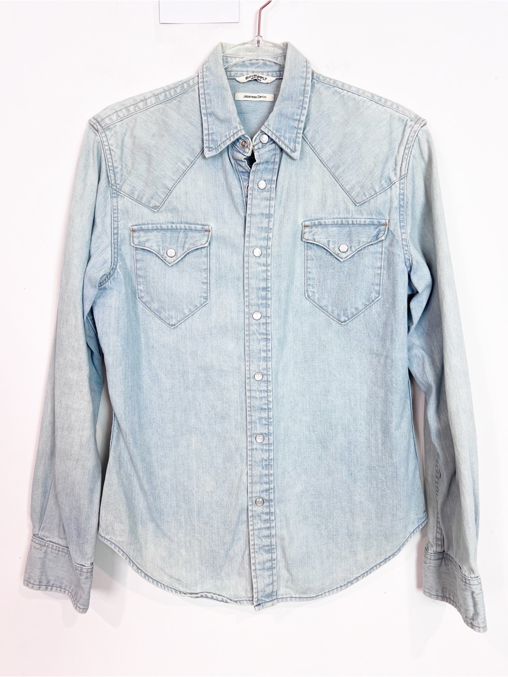 SUIT SUPPLY DENUM GOODS DENIM SNAP FRONT LONG SLEEVE SHIRT MENS SMALL